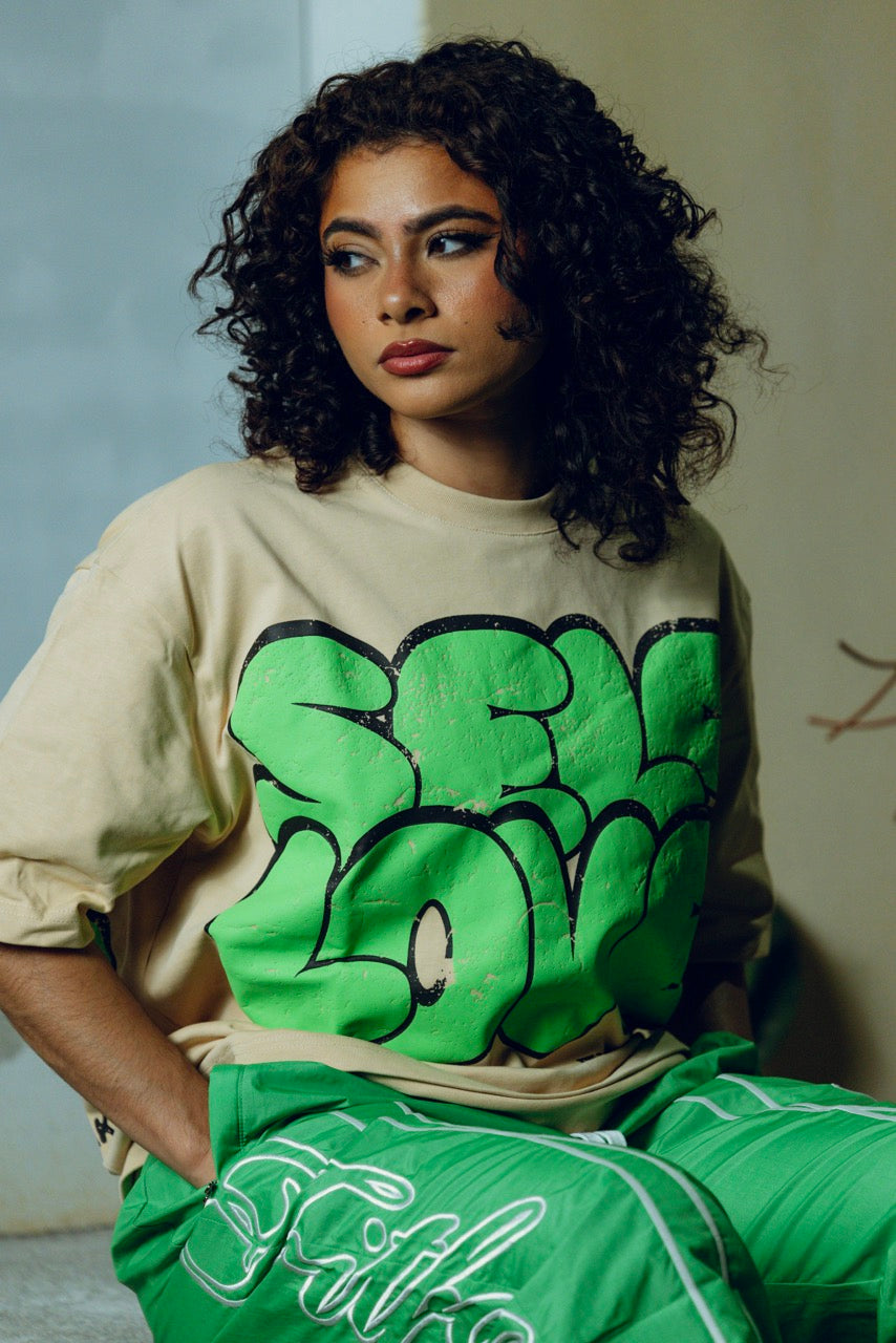 Self Love Bubble T-Shirt - Tan/Green