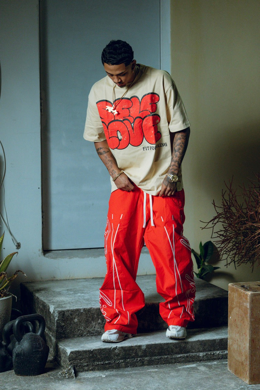 Script Track Pants - Red