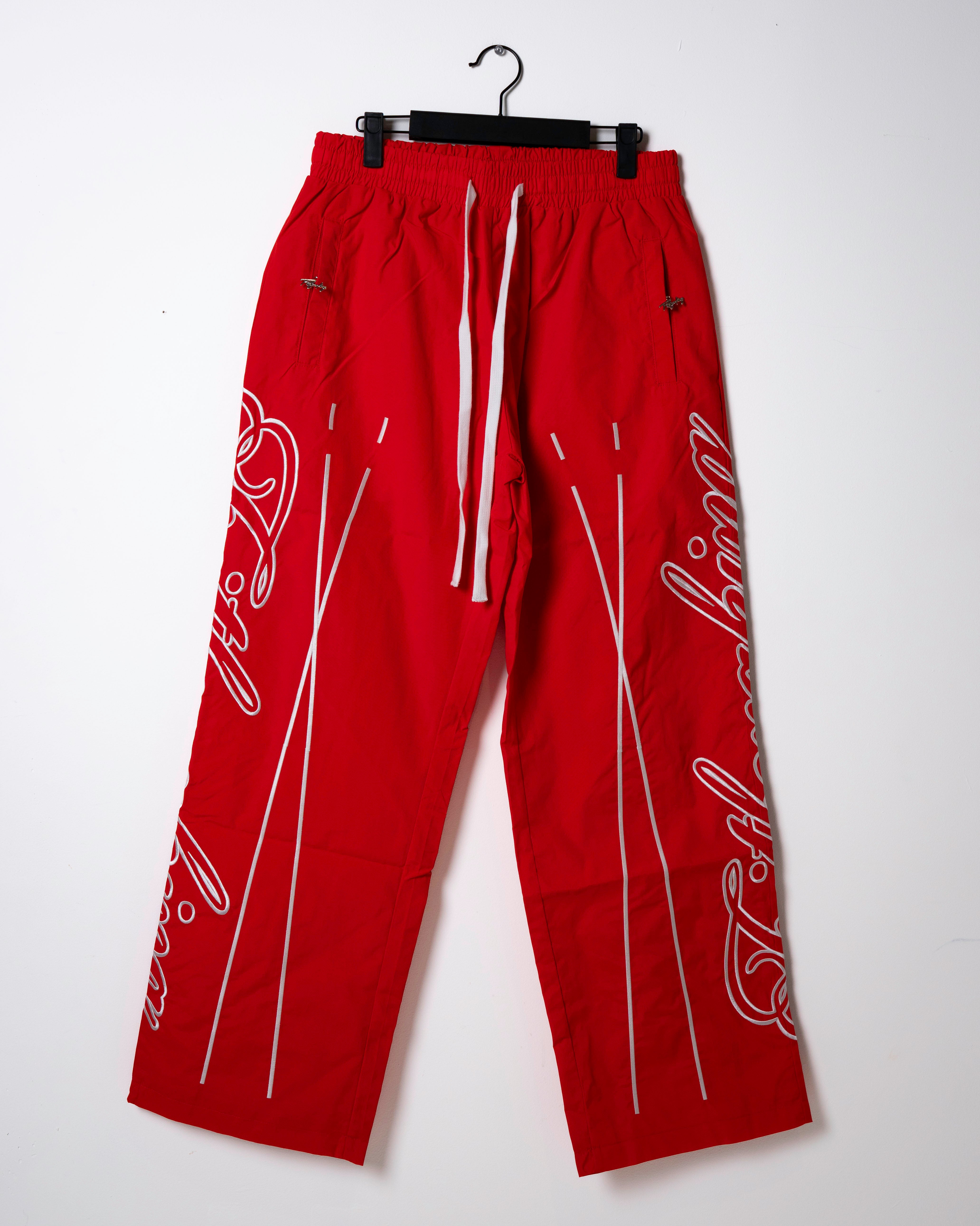 Script Track Pants - Red