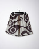 Abstract Swirl Mesh Shorts - Cream/Brown