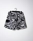 Abstract Swirl Mesh Shorts - Black/White