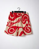 Abstract Swirl Mesh Shorts - Cream/Red