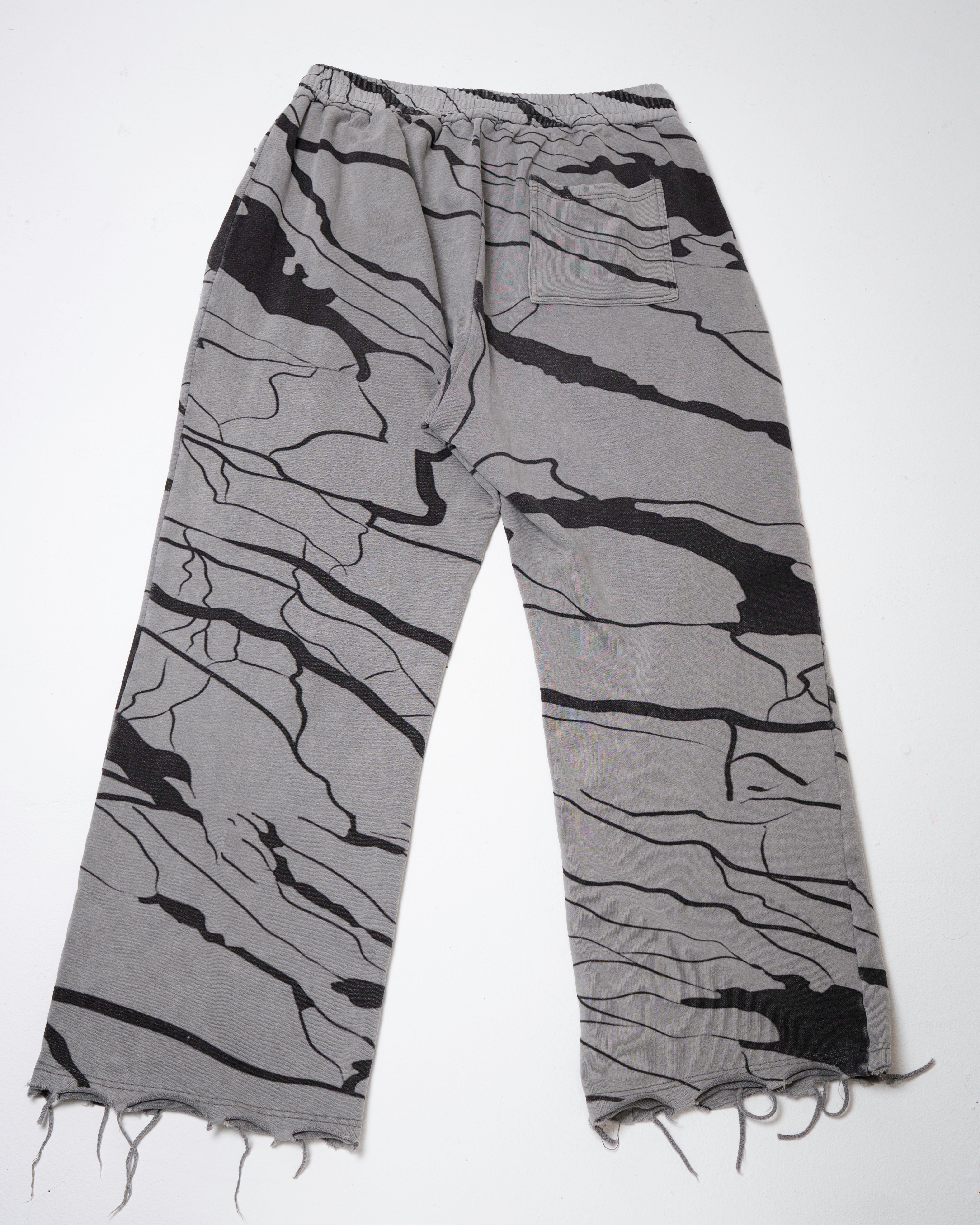 Distressed Rhinestone Sweatpants - Grey