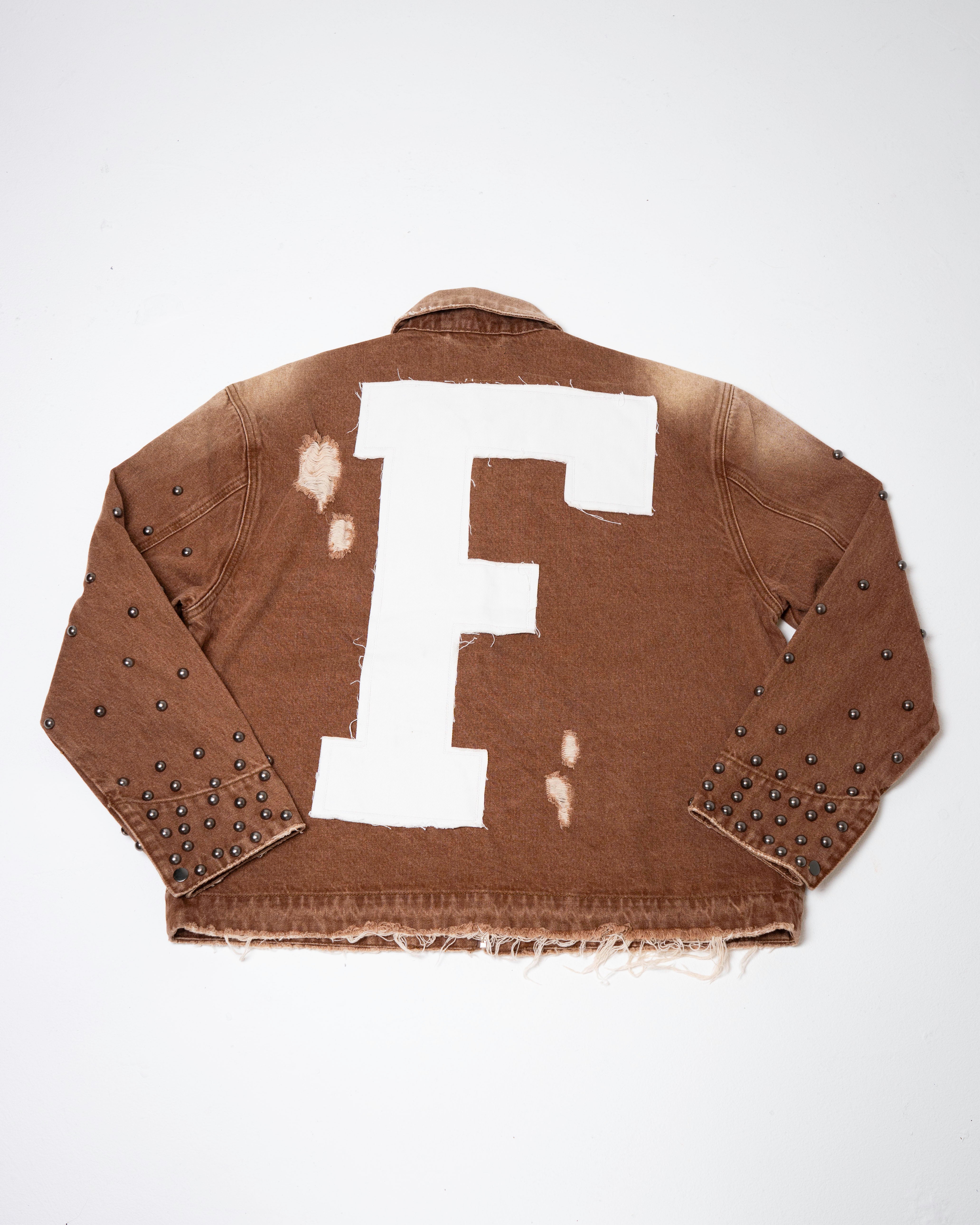 Faith Distressed Denim Jacket - Brown