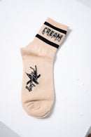 Cream Socks - Tan/Black