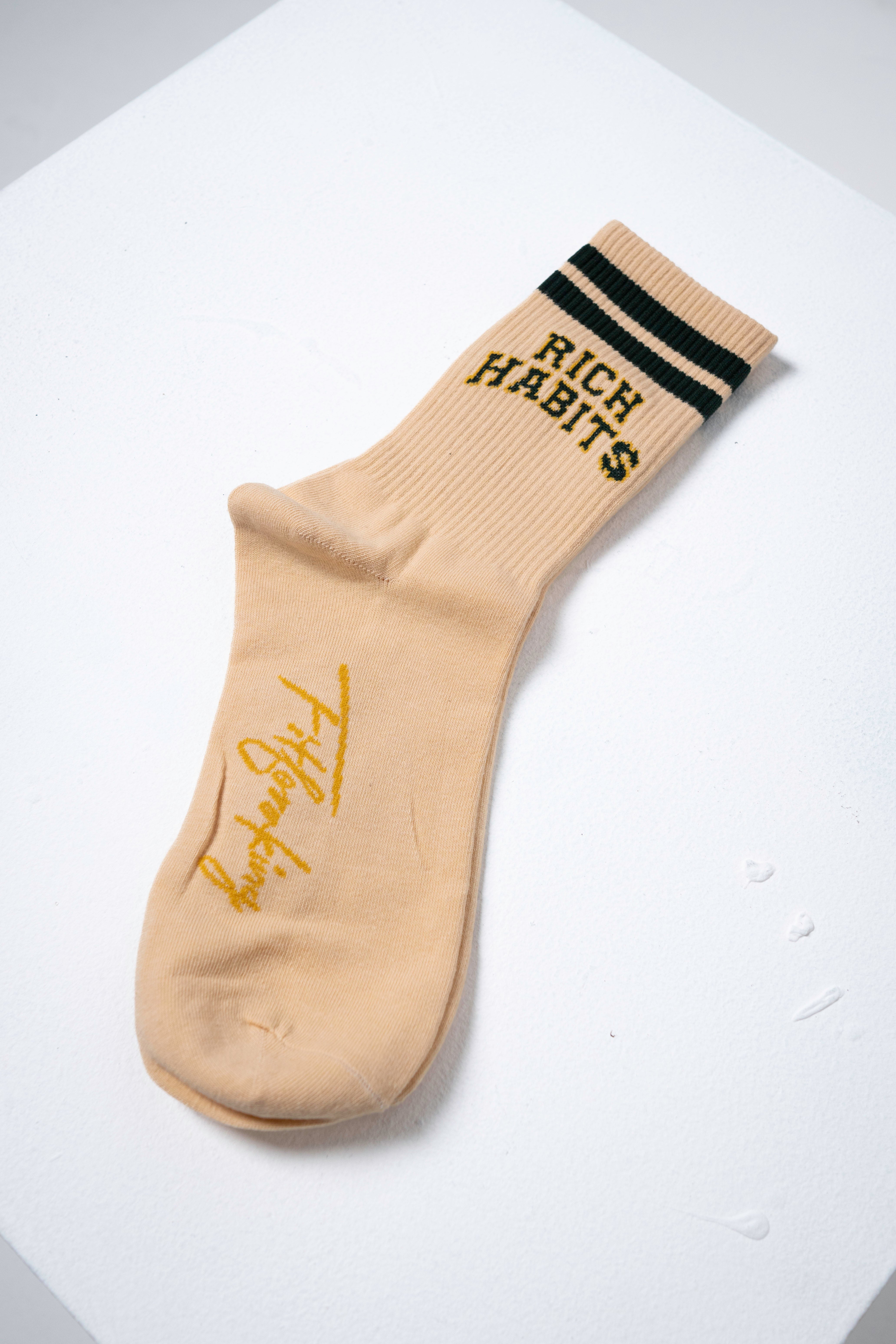 Rich Habits Socks - Tan/Green