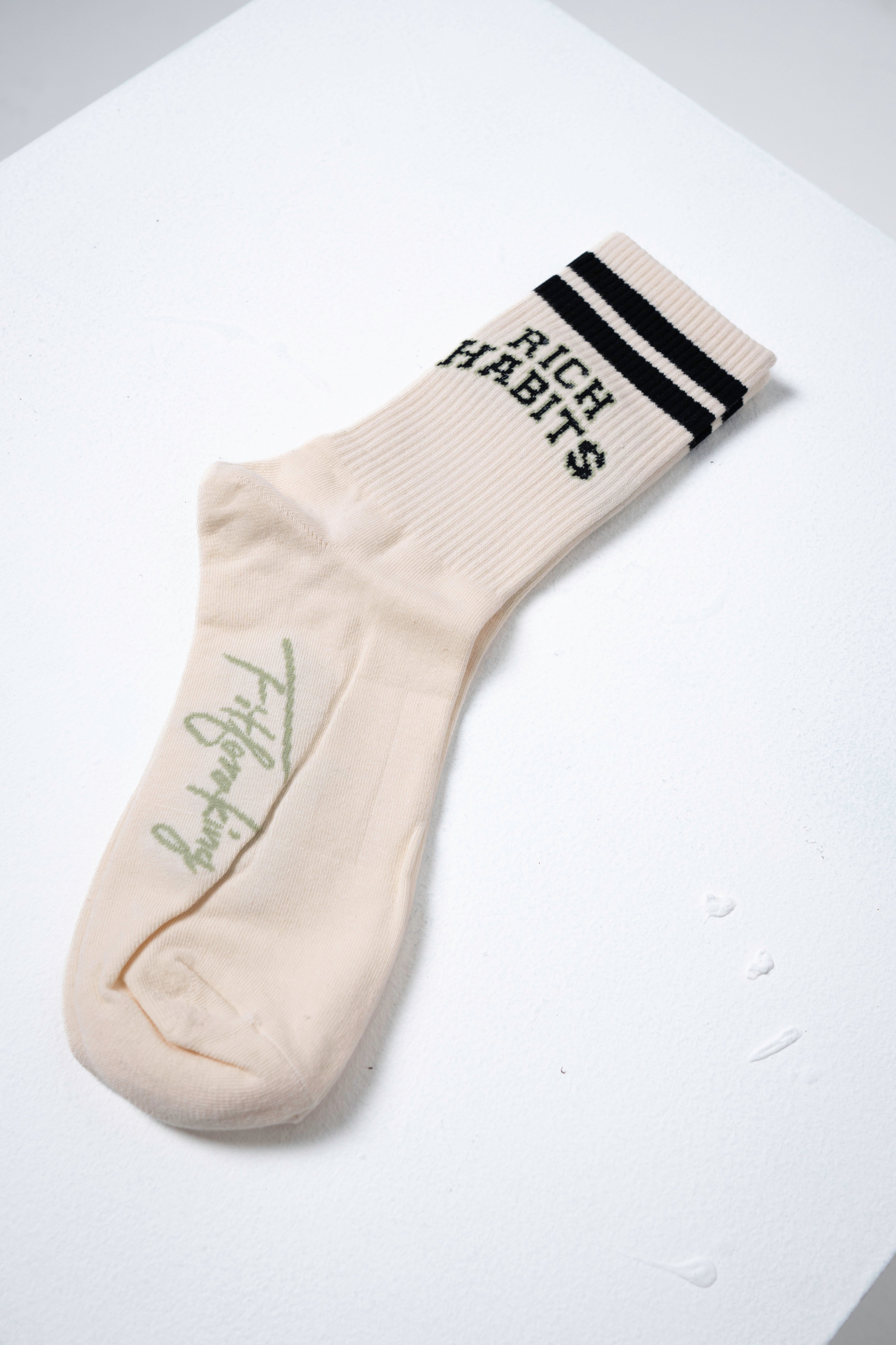 Rich Habits Socks - Off White/Black